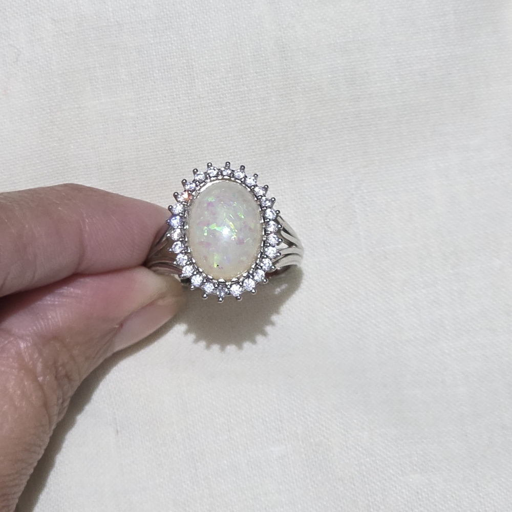 Elegant Silver Opal Ring
